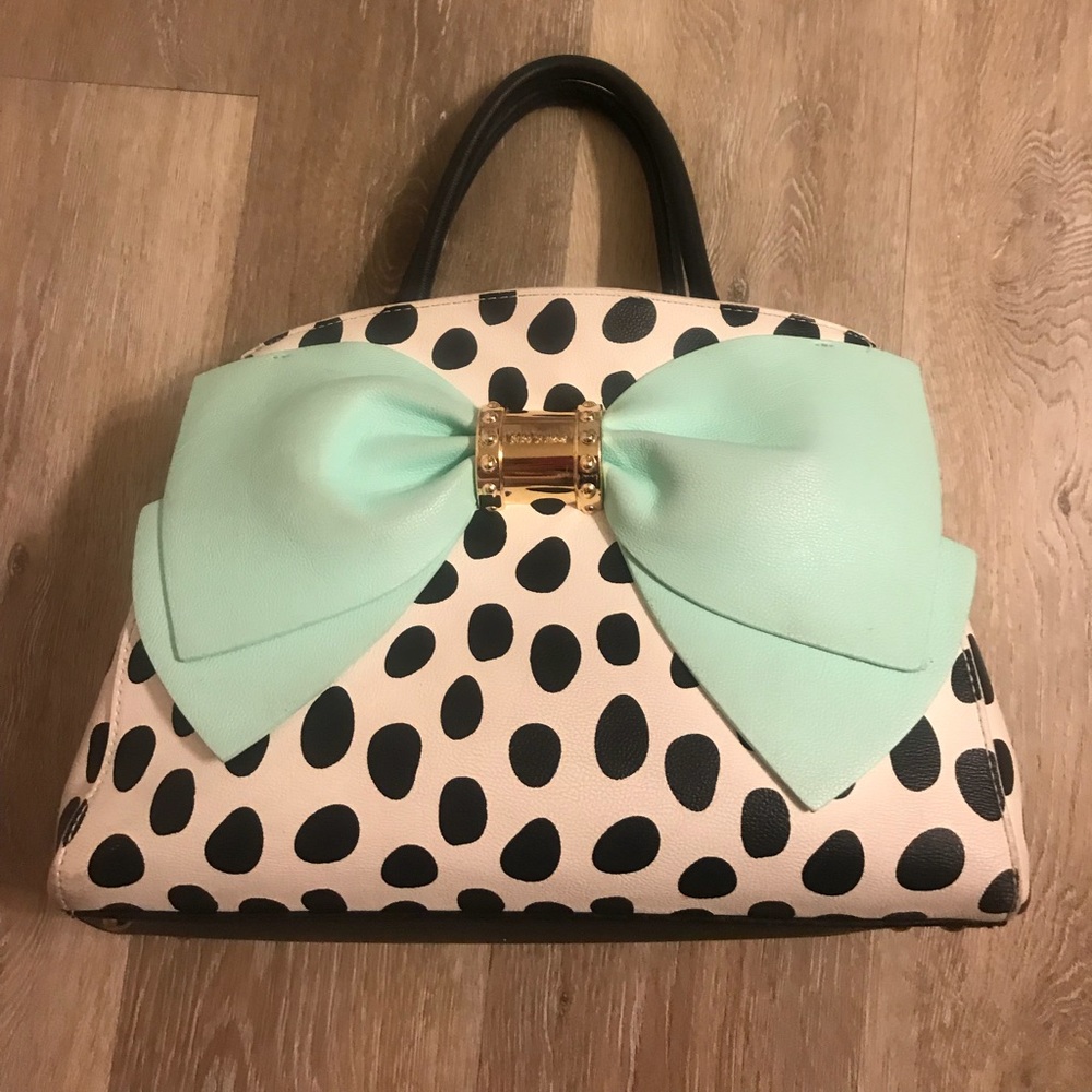 Betsey Johnson Black/White/Mint Green Purse
